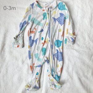 (🎨$3 PLAY) Angel Dear 0-3 Months Baby Ocean Sea Animals Zipper Sleeper Footie